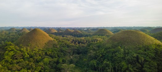 Blick vom Chocolate Hills Complex ueber die Chocolate Hills auf der Insel Bohol.