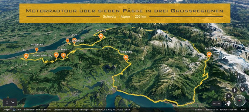 Motorradtour ueber sieben Paesse in drei Grossregionen