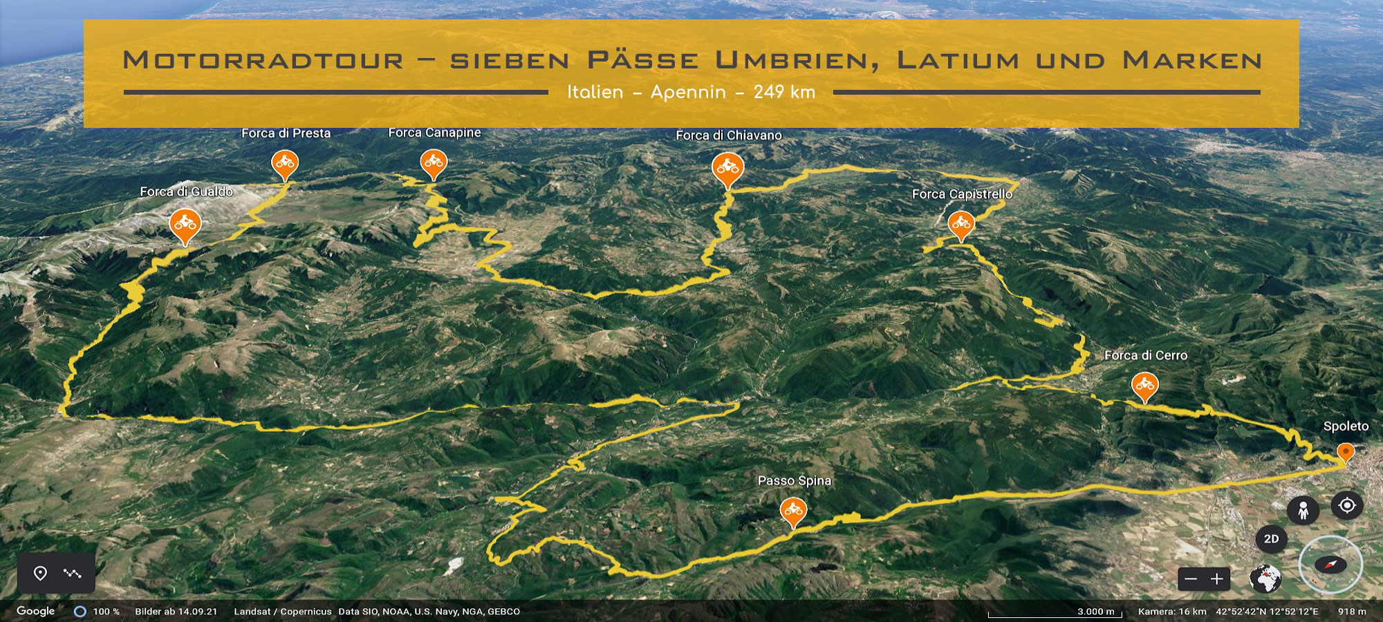 Motorradtour – sieben Paesse Umbrien, Latium und Marken