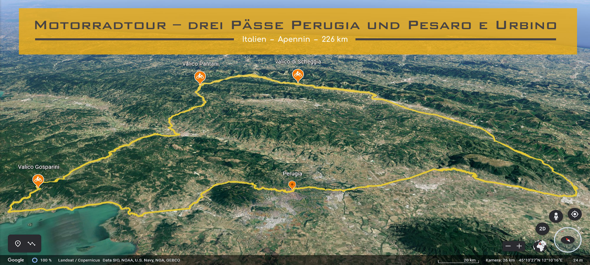 Motorradtour – drei Paesse Perugia und Pesaro e Urbino