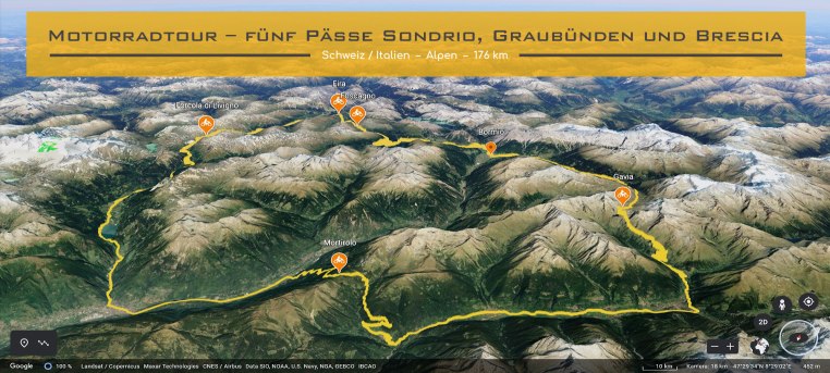 Motorradtour – fuenf Paesse Sondrio, Graubuenden und Brescia