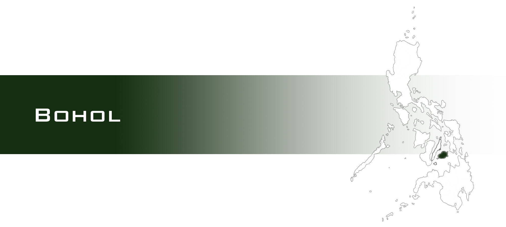 Karte mit Umriss der Philippinen. Die Insel Bohol ist farblich hervorgehoben. Im Textfeld steht geschrieben: Bohol.
