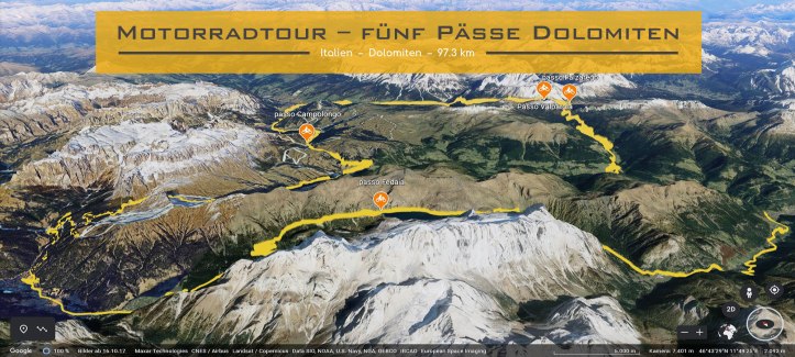 Motorradtour – fuenf Paesse Dolomiten