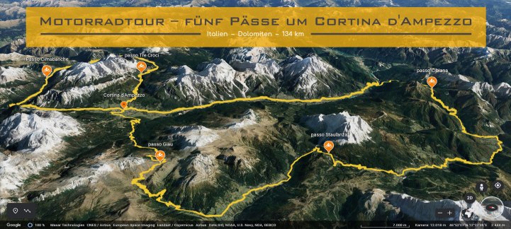 Motorradtour – fuenf Paesse um Cortina d'Ampezzo