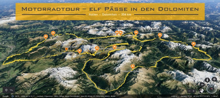 Motorradtour – elf Paesse in den Dolomiten