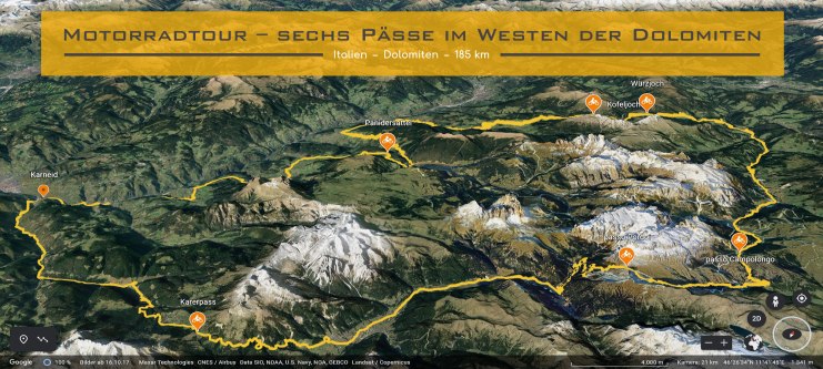 Motorradtour – sechs Paesse im Westen der Dolomiten