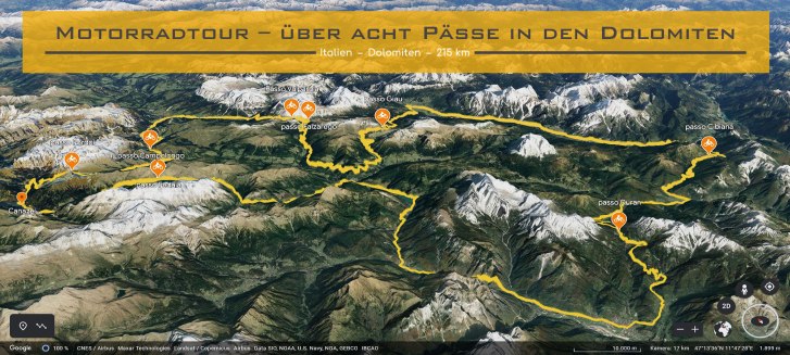 Motorradtour – ueber acht Paesse in den Dolomiten