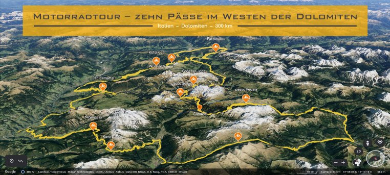 Motorradtour – zehn Paesse im Westen der Dolomiten