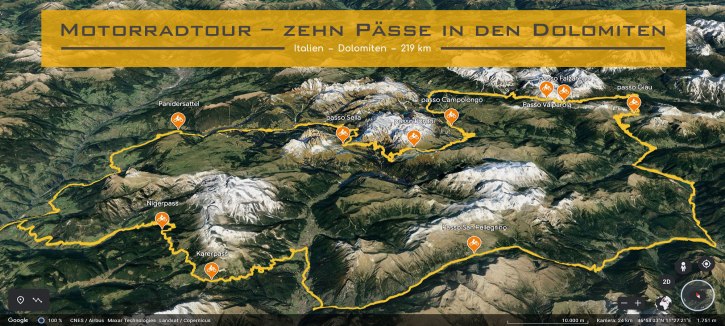 Motorradtour – zehn Paesse in den Dolomiten